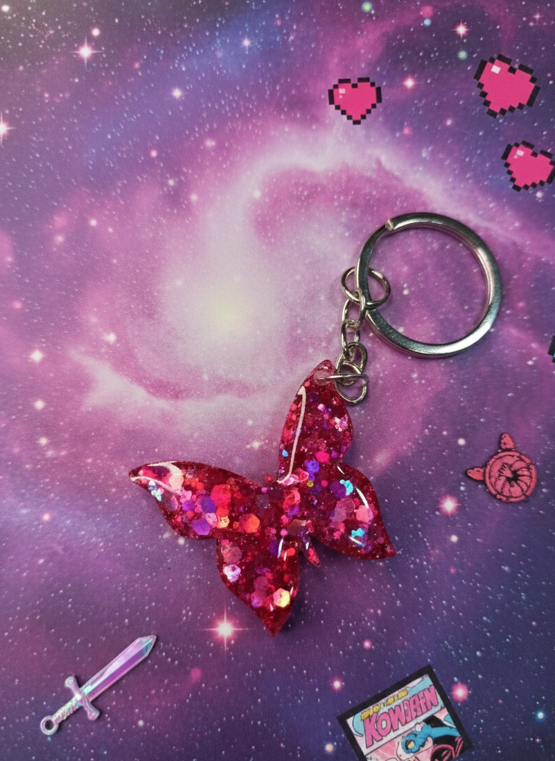 LLAVERO MARIPOSA EN RESINA