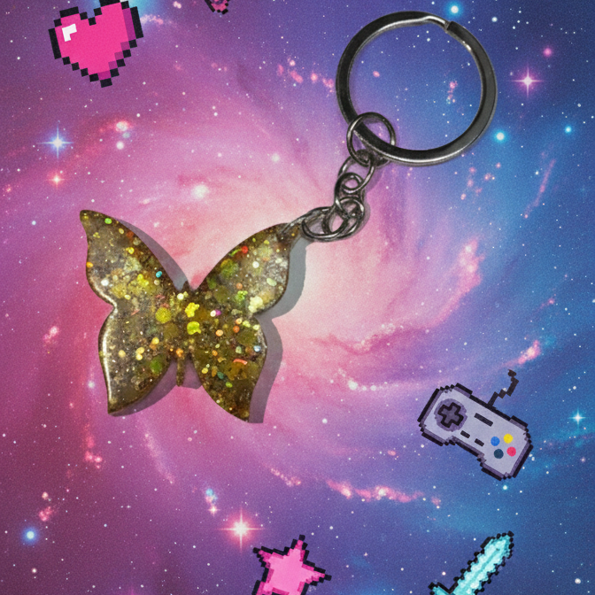 LLAVERO MARIPOSA EN RESINA